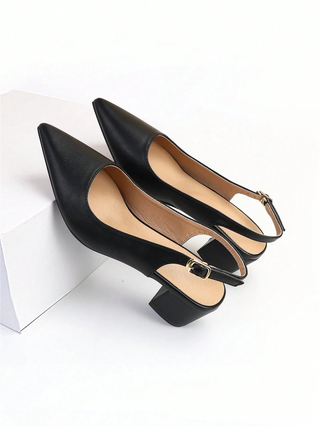 2026 Elegant Slingback Pumps For Women, Minimalist Chunky Heeled