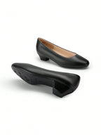 Women's Wide Fit Low Chunky Heel Pump Elegant Solid Color Shoes