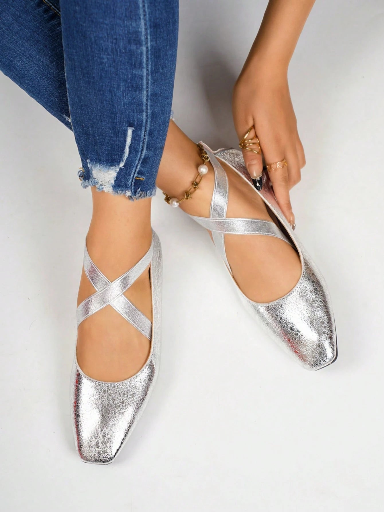 Women's Champagne Gold Non-Slip Soft Bottom Low Heel shoes