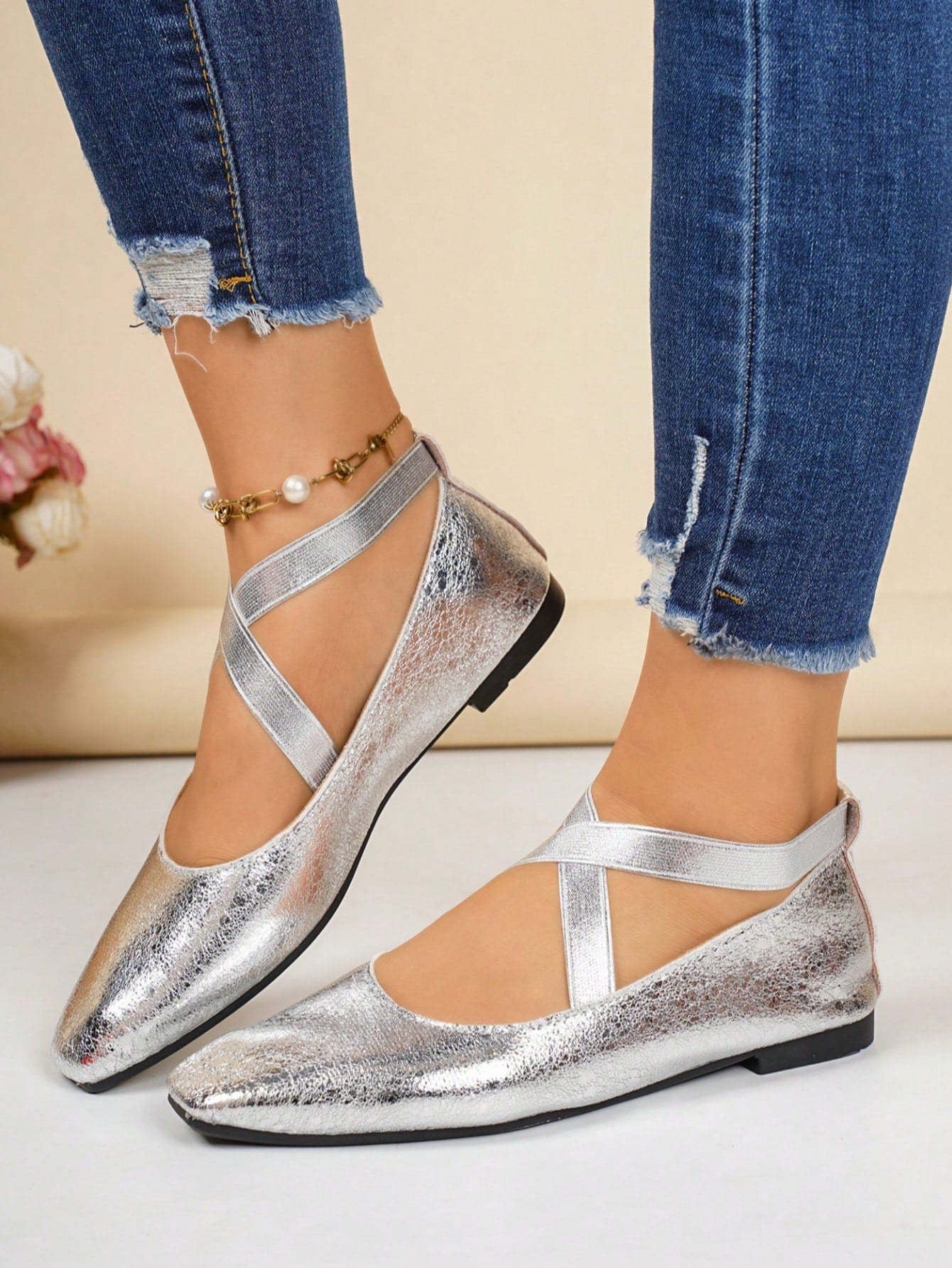 Women's Champagne Gold Non-Slip Soft Bottom Low Heel shoes