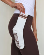The Retro Grip Socks - Brown Stripes