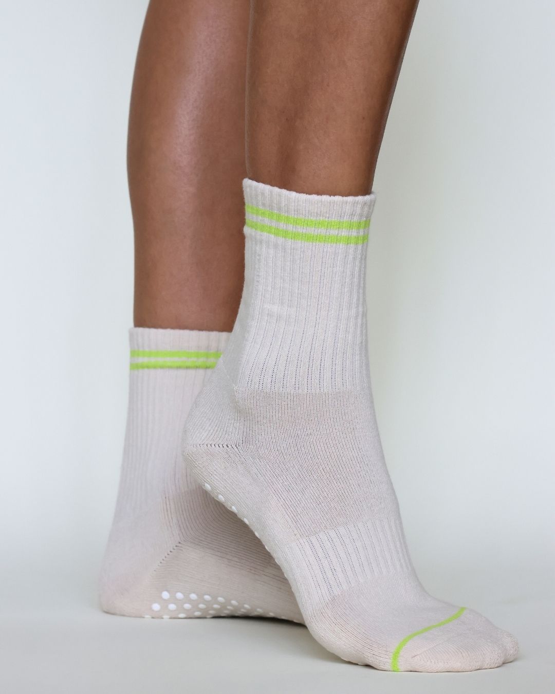 The Varsity Grip Socks - Lime Stripes