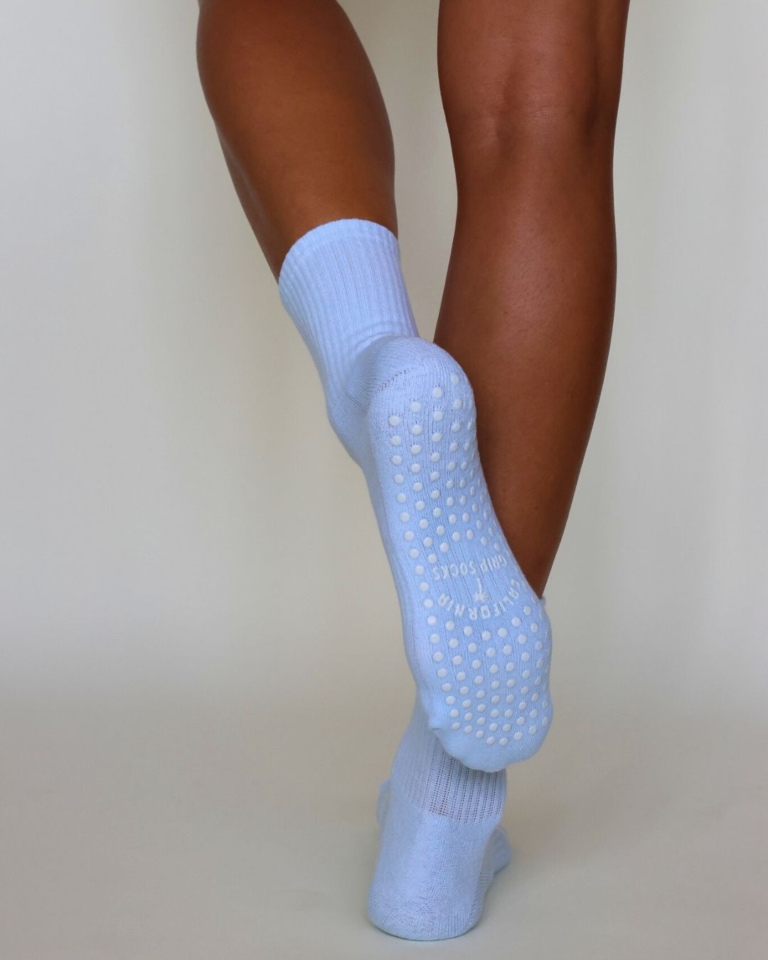 The Everyday Midi Grip Socks- Baby Blue