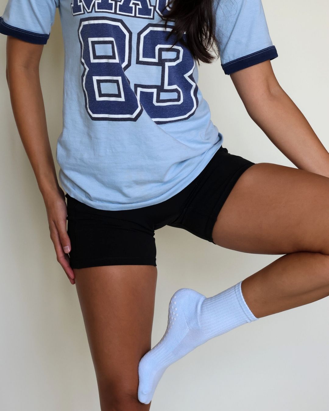 The Everyday Midi Grip Socks- Baby Blue