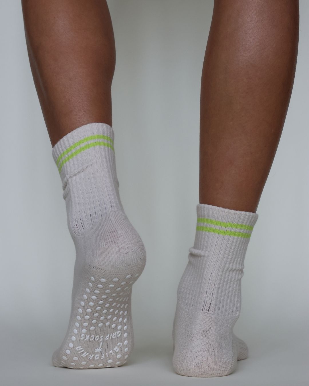 The Varsity Grip Socks - Lime Stripes