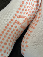 The Classic Grip Socks - White with Pink Stripes