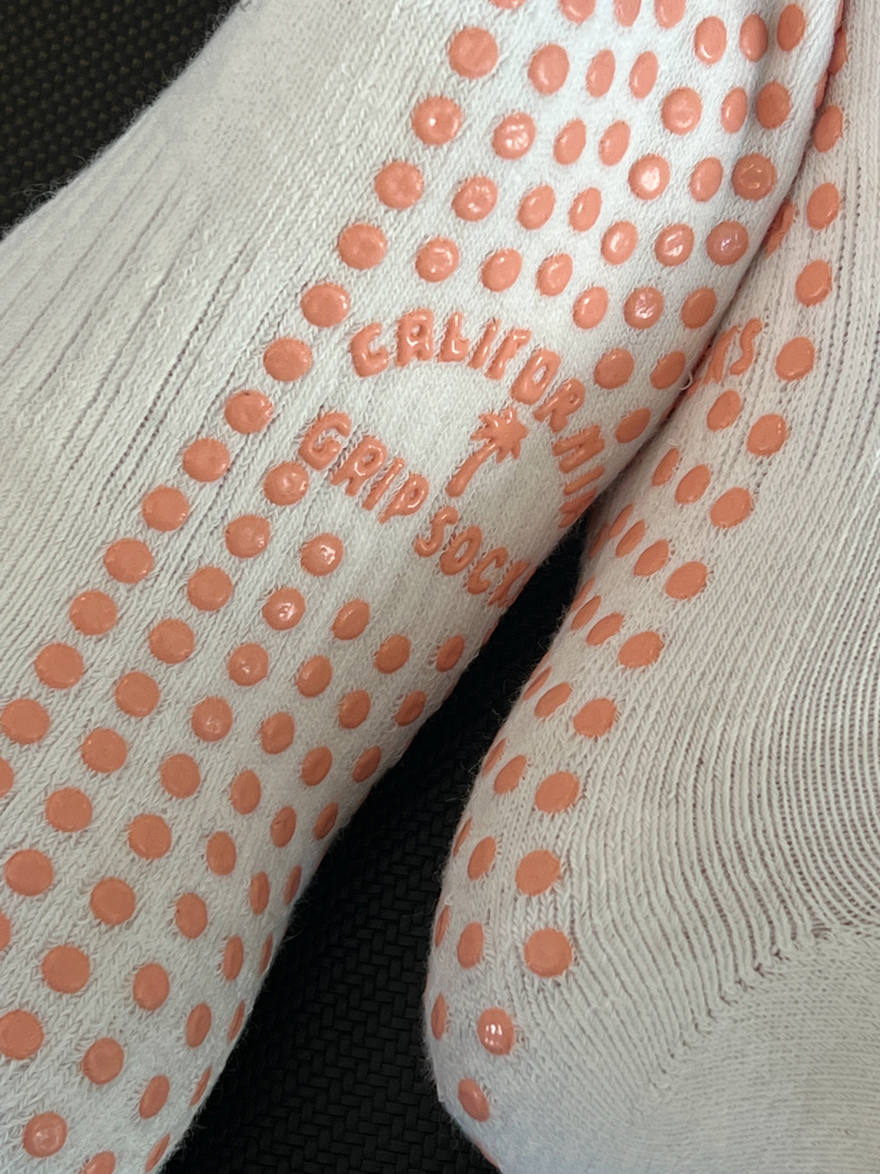 The Classic Grip Socks - White with Pink Stripes