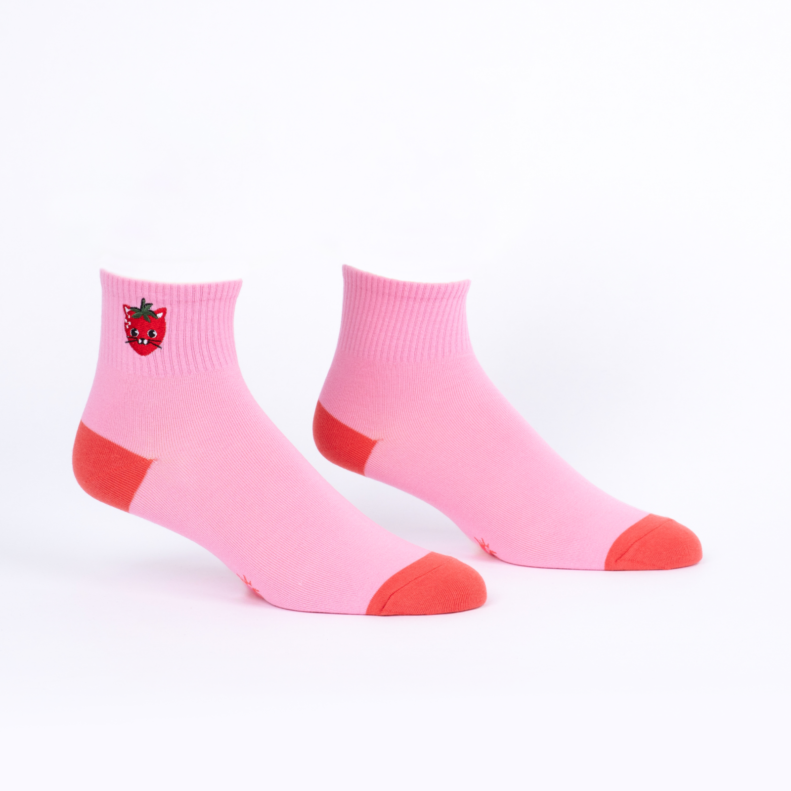 Strawberry Cat Quarter Socks