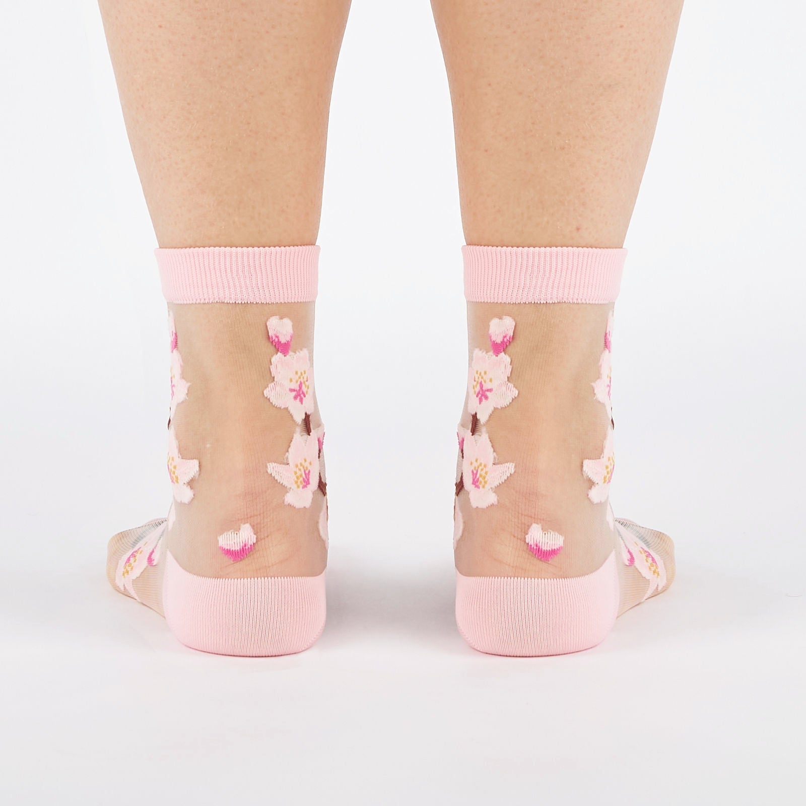 Cherry Blossoms Sheer Crew Socks