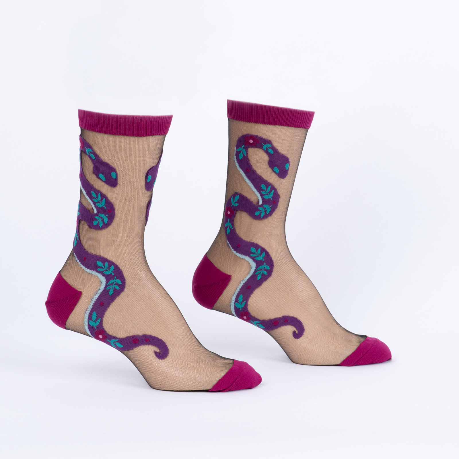 For Goodness Snake Sheer Crew Socks