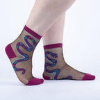 For Goodness Snake Sheer Crew Socks