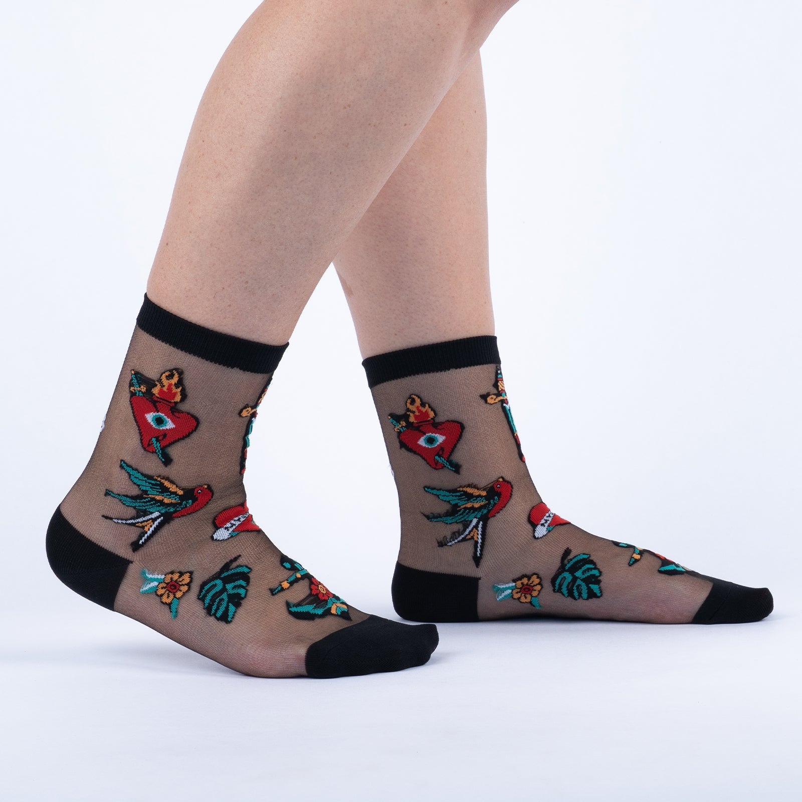 Piece of My Heart Sheer Crew Socks