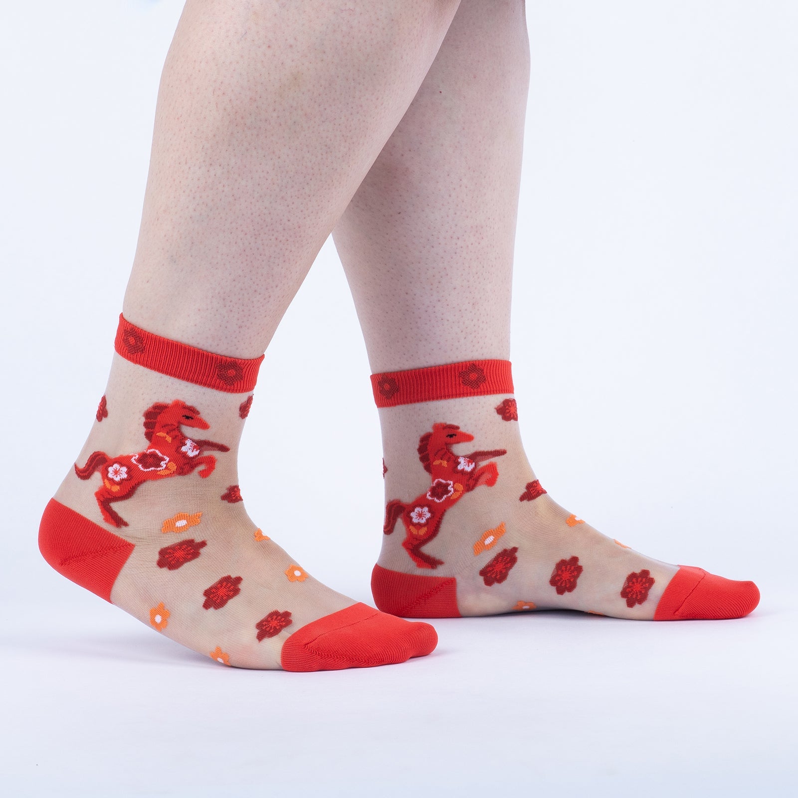 Lucky Horse  Sheer Crew Socks