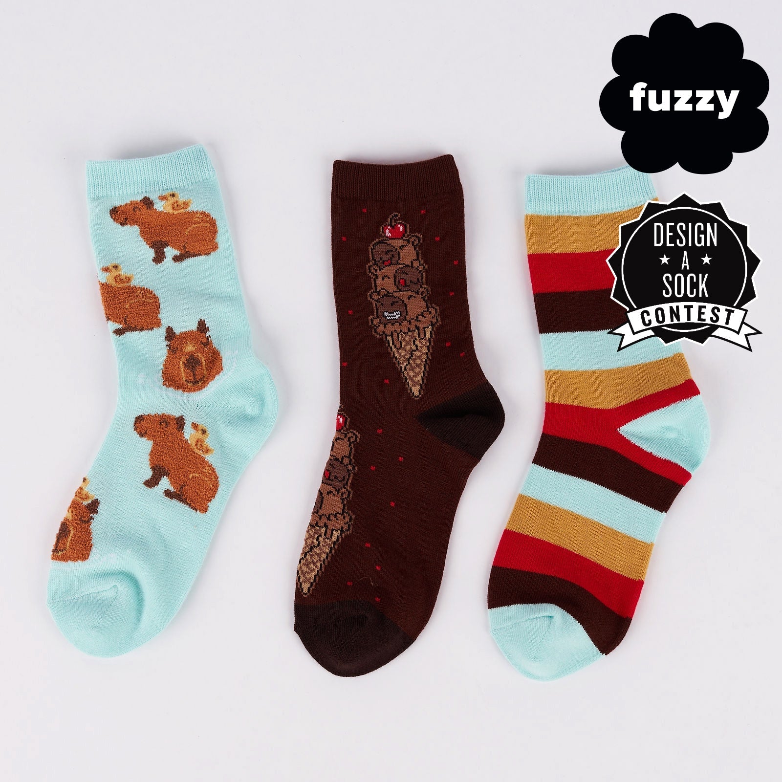 HappyBara Youth Crew Socks 3-Pack
