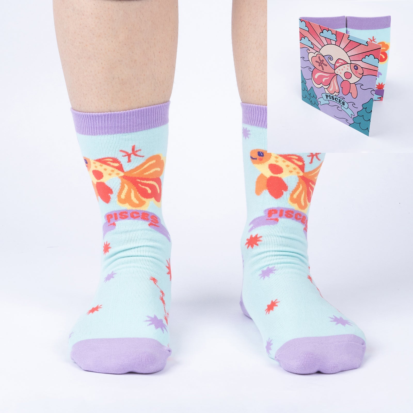 Pisces Greeting Card with Socks