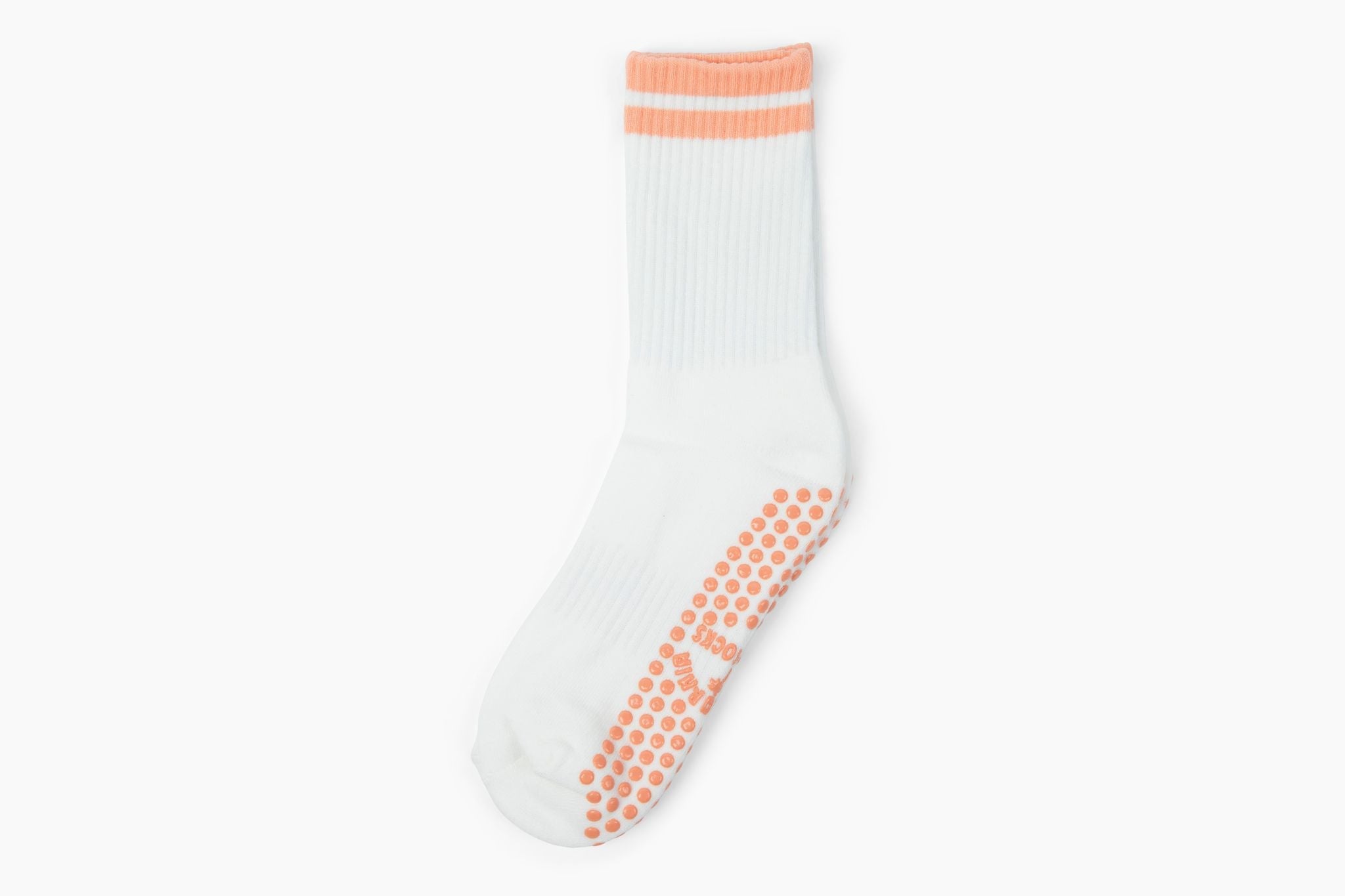 The Classic Grip Socks - White with Pink Stripes