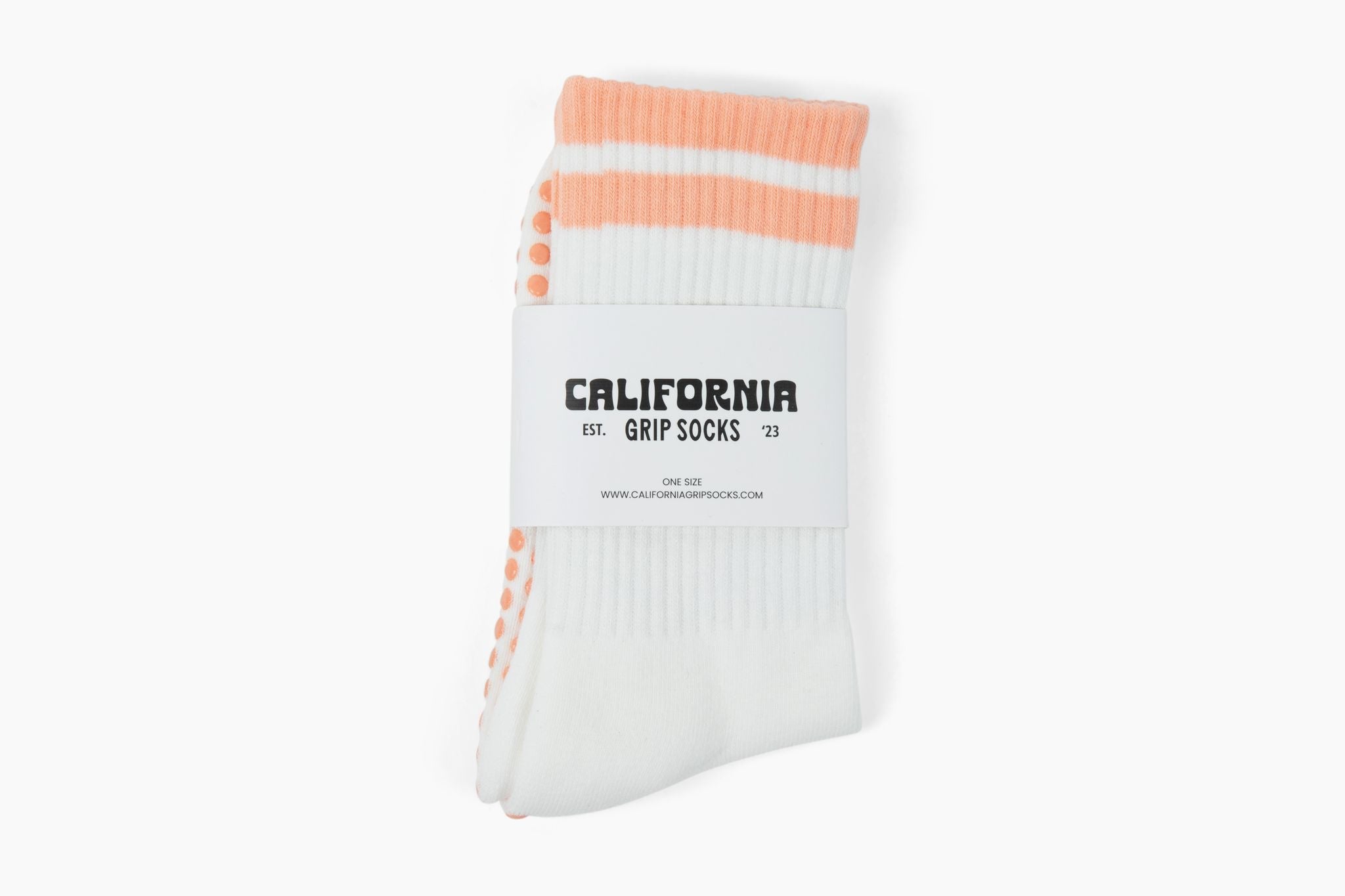 The Classic Grip Socks - White with Pink Stripes